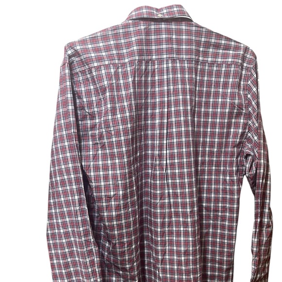 Barbour Men's Red White Plaid Cotton Tailored Fit Button Up Shirt XXL NWT - Picture 5 of 11